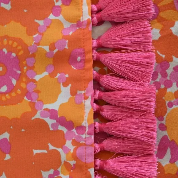 TRINA TURK Women's Peony Lined Tassel Trim Shift %100 Silk Dress Size 12 - Picture 7 of 11